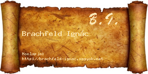 Brachfeld Ignác névjegykártya